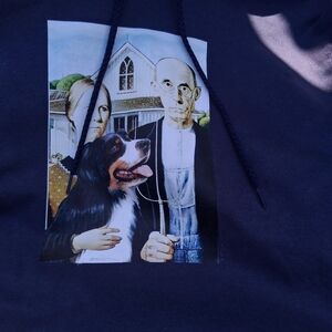Navy Graphic (Gothic Photo By Grant  Wood) Hoodie